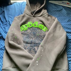 Gray Hoodie with Green Accents